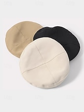 preiswerte Hüte für Damen-Damen-Barettmütze aus Polyester – stilvolle französische Malermütze mit Schnallendekor, lässige Vintage-Zeitungsjungenmütze für Herbst-Winter-Streetwear