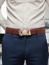 Herrebelte i ekte skinn med bilspenne – luksuriøst automatisk skrallebelte til dress for forretnings-, fritids- og formell bruk billige Belter for menn-Herrebelte i ekte skinn med bilspenne – luksuriøst automatisk skrallebelte til dress for forretnings-, fritids- og formell bruk