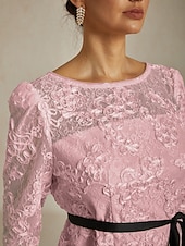 abordables Hauts habillés-Femmes Hauts en dentelle Fleuri Graphique Élégant Col Bateau Hauts Réguliers Rose pâle Été Printemps Automne