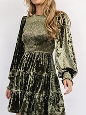 ieftine Rochii Party-Pentru femei Rochie Mini Rochie de catifea Rochie de Cocktail Rochii Peplum Elegant Modă Modern Petrecere Serată Dată Fit regulat Simplu Manșon Lung Stil Nautic Negru Roșu Vin Verde Militar Maro