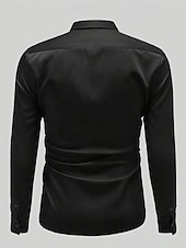 Herren Hemd Satinhemd Freizeithemd Knopfhemd Einfach Hochzeit Urlaub Schwarz Weiß Wein Marineblau Langarm Revers Frühling & Herbst Bekleidung preiswerte Satinhemden für Herren-Herren Hemd Satinhemd Freizeithemd Knopfhemd Einfach Hochzeit Urlaub Schwarz Weiß Wein Marineblau Langarm Revers Frühling & Herbst Bekleidung