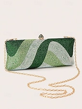 economico Clutch e borsette da sera-pochette da sera in cristallo da donna con tracolla a catena, borsa di lusso con strass in opzioni multicolore, elegante borsa per matrimoni, cocktail party ed eventi formali