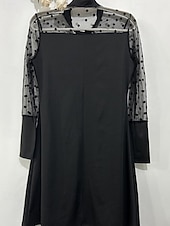 olcso midi fekete ruha-Női Mini ruha Fekete ruha Party ruha Koktélruha Ünnepi ruha Divat Modern Vakáció Estély Parti Normál Sima Hosszú ujj V-alakú Fekete Ősz Tél