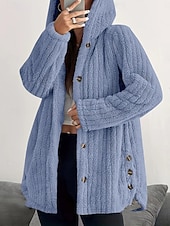 Жен. Куртка с капюшоном Сохраняет тепло Удобный Карман Пуговицы На каждый день Полотняное плетение Отпуск Для улицы Повседневные На каждый день Однобортный крой Обычная Капюшон Стандартный Недорогие Куртки с флисовой подкладкой-Жен. Куртка с капюшоном Сохраняет тепло Удобный Карман Пуговицы На каждый день Полотняное плетение Отпуск Для улицы Повседневные На каждый день Однобортный крой Обычная Капюшон Стандартный