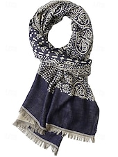 billige Slips og sløyfe for menn-Herreskjerf i bomull med etnisk paisleymønster, mykt og lett sjal, julegave til ham, fritids- og høytidsklær