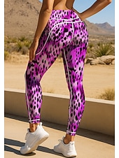 economico Leggings e collant da yoga-Per donna leggings da pilates Pantaloni fitness Leggings da palestra Tasche Bollo Tasche Laterali Pilates Palestra Allenamento in Palestra Pantaloni Collant Leggings Grafico Leopardato grigio
