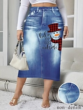 olcso Laza szoknyák-Női Szoknya Bodycon Divat Alkalmi Midi Magas derék Szoknyák Grafika Virágos Zseb Nyomtatott Mikroelasztikus Utca Napi Tengerészkék Királykék Medence Égszínkék Tavasz Poliészter Farmer