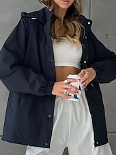 baratos Parka Casual-Mulheres Casaco de inverno Casaco com capuz Manter Quente Confortável Zíper Bolsos Casual Tecido Férias Roupa Diária Para Noite Final de semana Padrão Com Capuz Normal Manga Longa agasalhos Azul