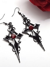 tanie Akcesoria Halloween-Zestaw damski naszyjnik i kolczyki w stylu gotyckim z koronką na Halloween – czarna koralikowa biżuteria wampirza na imprezę kostiumową i cosplay