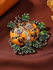 levne Halloweenské doplňky-Dámská brož s dýní na Halloween - vtipný roztomilý kamínkový odznak na kostýmní párty a slavnostní doplňky