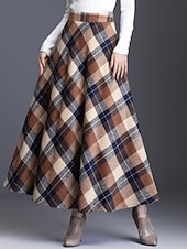 billige Formelle skjørt-Dame الالتفاف A-linje Elegant Mote Maksi Høy Midje Skjørt Ruter Lomme Trykt mønster Mikroelastisk Jul Gate Rød Blå Grønn Kakifarget Vår Polyester
