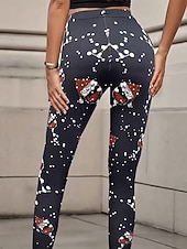 abordables Bas de Noël-Femmes Leggings Vacances ancien Mode Longueur complète Taille hautePantsNoël Graphique Impression Chaleur Thermique Doux Respirant Élastique Formel Extérieur Vacances Noir Été Printemps Automne Hiver