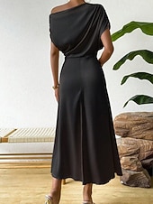 cheap Plain Dress-Women's Midi Dress Satin Dress Party Dress Cocktail Dress Elegant Fashion Modern Evening Party Party Special Occasion Regular Fit Plain Sleeveless Crew Neck Black Dusty Blue Green Summer Spring Fall