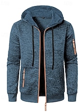 preiswerte Lässige Jacken-Herren Freizeitjacke Pullover Mantel Urlaub Täglich Warm Tasche Herbst Winter Einfach Mode Klassisch Mit Kapuze Regulär Schwarz Marineblau Blau Dunkelgray Jacken