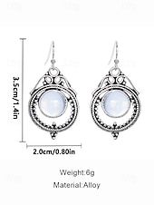 Недорогие Женская серьга-Женские серьги-подвески из лунного камня с винтажным серебряным дизайном, элегантные украшения в стиле бохо для вечеринок, свадеб и повседневной носки