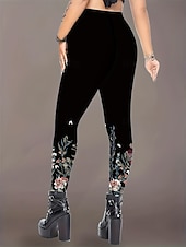  Mujer pantalones Polainas Leggings cómodos Vacaciones Vintage Ropa de calle Longitud total Cintura Media Floral Graphic Flor Cintura elástica Estampado Confortable Al Aire Libre Cómodo Alta