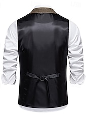  Муж. Жилет Официальные Свадьба Для вечеринок Винтаж Классический и неустаревающий Наступила зима Полиэстер Сплошной цвет Однобортный крой Блейзер Темно-серый Темно синий Коричневый