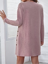 preiswerte Frauen schwarzes Kleid-Damen Minikleid schwarzes kleid Freizeitkleid Cocktailkleid Abendkleid Elegant Modern Täglich Ausgehen Wochenende Normale Passform Einfach Langarm Rundhalsausschnitt Schwarz Rosa Grau Frühling Herbst