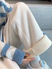 economico gamba larga e vita alta-Per donna Pantaloni da tuta Pantaloni in Pile Gamba larga Moda Essenziale Casual Lunghezza intera Vita Alta Semplice Tasca Fascia Elastica Comodo Morbido Confortevole Elasticizzato All&#039;aperto