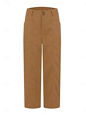 economico Pantaloni a gamba dritta-Per donna Chinos Dritto Moda Streetwear Casual Lunghezza intera Vita Alta Semplice Fascia Elastica Comodo Morbido Confortevole Inelastico All&#039;aperto Streetwear Grigio scuro Nero Marrone Primavera