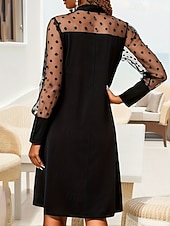 olcso midi fekete ruha-Női Mini ruha Fekete ruha Party ruha Koktélruha Ünnepi ruha Divat Modern Vakáció Estély Parti Normál Sima Hosszú ujj V-alakú Fekete Ősz Tél