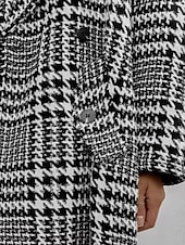 preiswerte Wintermäntel-Damen Freizeitjacke Warm Bequem Tasche Knöpfe Mode Outdoor Streifen und Karo Ausgehen Wochenende Einreihig Regulär Revers Normale Passform Langarm Oberbekleidung Schwarz Aprikose Herbst Winter
