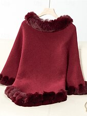preiswerte Einfarbige Farben-Damen Pullover Schultertuch Elegant Mode Streetwear Einfarbig Gerippt Rollkragen Gestrickt Asymmetrischer Saum Kunstpelzbesatz Halbarm Normale Oberteile Stricken Outdoor Täglich Wochenende Weinrot