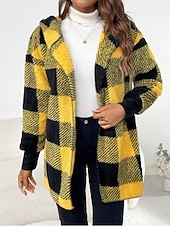 ieftine Jachete căptușite cu fleece-Pentru femei Jachetă din lână geacă Sherpa Comfortabil Respirabil Imprimeu Deschis frontal Casual Plisat Vacanță Stradă Casual Purtare Zilnică Deschis frontal Lung Răsfrânt Fit regulat Manșon Lung