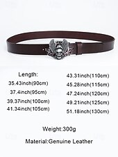 abordables Accessoires d&#039;Halloween-Ceinture en cuir véritable pour homme, motif Halloween, avec boucle tête de mort et aigle – Accessoire style motard gothique punk rock pour fêtes et festivals
