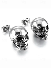 abordables Accessoires d&#039;Halloween-Boucles d&#039;oreilles à tige en forme de tête de mort pour femme, style gothique punk, en alliage, pour fêtes, cosplay et costumes