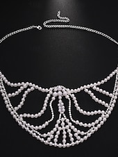 abordables Accesorios de Máscara-Mascarilla facial de cristal de perla de lujo para mujer, elegante accesorio de disfraz para bailes de máscaras y fiestas de Halloween.