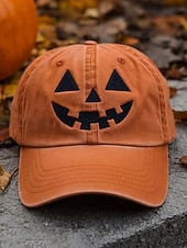 billiga Halloween-tillbehör-Unisex halloween pumpa ansikte basebollkeps, avslappnad justerbar jack-o-lantern hatt för fester, festivaler och utomhuskläder