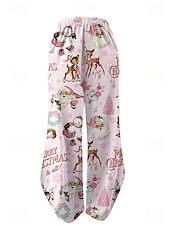 economico gamba larga e vita alta-Per donna Gamba larga Chinos Essenziale Casual Lunghezza intera Vita AltaPantsNatale Grafico Babbo Natale Astratto Fascia Elastica Inelastico Formale Vacanza Streetwear Rosa chiaro Marrone scuro