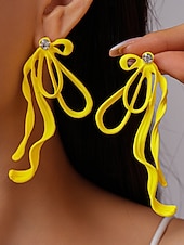 economico Orecchino da donna-orecchini pendenti con nastro colorato da donna e perno di cristallo: gioielli audaci per feste, serate fuori ed eventi di moda