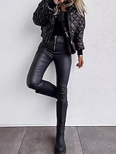 economico Puffers &amp; Parka-Per donna Giacca imbottita Giacca Casual Caldo Confortevole Cerniera Tasca Moda All&#039;aperto Semplice Uscire Weekend Cerniera Regolare Collo alla coreana Vestibilità regolare Manica Lunga Capispalla