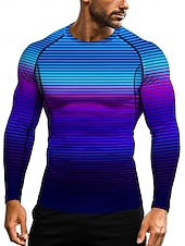 Недорогие Футболки и майки для бега-Муж. Футболка для бега Спортивная рубашка Фитнес-рубашка Рубашка тренировки Беговой верх Длинный рукав Футболка Футболка Лето Весна Осень Зима Геометрический принт UPF 50 Устойчивость к УФ УПФ 50
