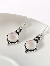 Недорогие Женская серьга-Женские серьги-подвески из лунного камня с винтажным серебряным дизайном, элегантные украшения в стиле бохо для вечеринок, свадеб и повседневной носки