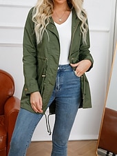 levne Ležérní parka-Dámské Zimní kabát Trenčkot Zahřívací Pohodlné Zip Kapsy Na běžné nošení Bez vzoru Dovolená Denní nošení Jdeme ven Víkend Dlouhé Kapuce Běžný Dlouhý rukáv Svrchní oděvy Černá Bílá Fialová Podzim Zima