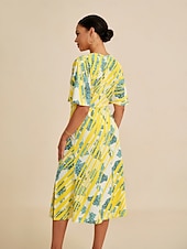 economico Abiti da donna-abito midi da donna manica a pipistrello elasticizzato stampa audace elegante versatile casual quotidiano primavera estate autunno