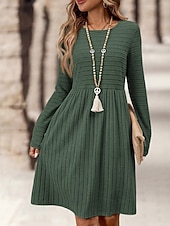 Dames Mini-jurk Casual jurk Modern Buiten Vakantie Dagelijks Normale pasvorm Effen Lange mouw Strakke ronde hals Zwart Marineblauw Donkergroen Oranje Lente Herfst voordelige Trui Jurken-Dames Mini-jurk Casual jurk Modern Buiten Vakantie Dagelijks Normale pasvorm Effen Lange mouw Strakke ronde hals Zwart Marineblauw Donkergroen Oranje Lente Herfst