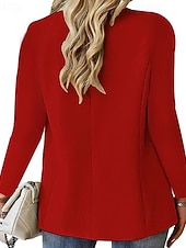 رخيصةأون بليزر وبدلات-نسائي سترة مريح جيب Buttons رسمي سهل رسمي المكتب عمل عادية طوي عادي كم طويل ملابس خارجية أسود أبيض أحمر الخريف الشتاء