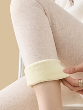 preiswerte Fleece gefütterte Leggings-Damen Fleecehose Leggings Mode Basic Lässig Volle Länge Hohe Taille Einfach Hoher Schnitt Bequem Weich Dehnbar Heim Täglich Hellgrau Dunkelgrau Schwarz Beige Sommer Frühling Herbst Winter Schmale