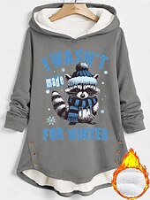 tanie Bluzy z polarem-Damskie Z kapturem Graficzny Litera Codzienny Długi rękaw Kaptur Zwykłe topy Codzienny Ściągana na sznurek Nadruk Czarny Rumiany róż Czerwony Niebieski Szary Jesień Zima