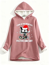 olcso Karácsonyi pulóver-Női Pulóver Hoodie pulóver Grafika Szöveg Alkalmi Comfrt Hosszú ujj Kapucni Normál felsők Utca Hétköznapi Nyomtatott Arcpír rózsaszín Medence Szürke Ősz Tél