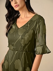 voordelige Feestjurken-Dames Maxi-jurk Cocktail jurk Bruiloft gast jurk Semi-formele jurk A lijn jurk Elegant Werk Verjaardag Flutter mouw Bruiloft gast Cocktailparty Formele avonden Normale pasvorm Effen Kleur Effen Halve