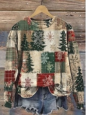 Women's Pullover Sweatshirt Graphic Christmas Tree Christmas Fashion Casual Long Sleeve Crew Neck Regular Tops Street Dailywear Casual Print Red Green Fall Winter4