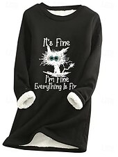 economico Umor e Citazioni Felpe-Per donna Felpa Pullover Grafico Lettera Caldo Casual Morbido Manica Lunga Girocollo Top lunghi Casuale Streetwear Blu Rosa chiaro Nero Grigio Primavera Autunno Inverno