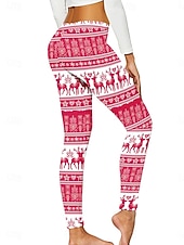 abordables Bas de Noël-Femmes Leggings Vacances ancien Mode Longueur complète Taille hautePantsNoël Graphique Noël Impression Doux Respirant Haute Élasticité Vacances Rue Décontracté Vert Noir Rosé Blanc + Rose Automne
