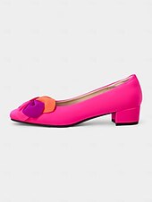 זול Block Heels-נעלי בלט ורודות לוהטות עם עקב נמוך ופפיון תלת-ממדי לנשים - נעלי בלט חמודות בגווני צבע למסיבות, דייטים ותלבושות יומיומיות
