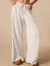 economico gamba larga e vita alta-Per donna Culotte Gamba Larga Gamba larga Chinos Vacanza Vintage Streetwear Lunghezza intera Vita media Semplice Tasca Design con Coulisse Elastica Comodo Micro-elastico Alta elasticità All&#039;aperto